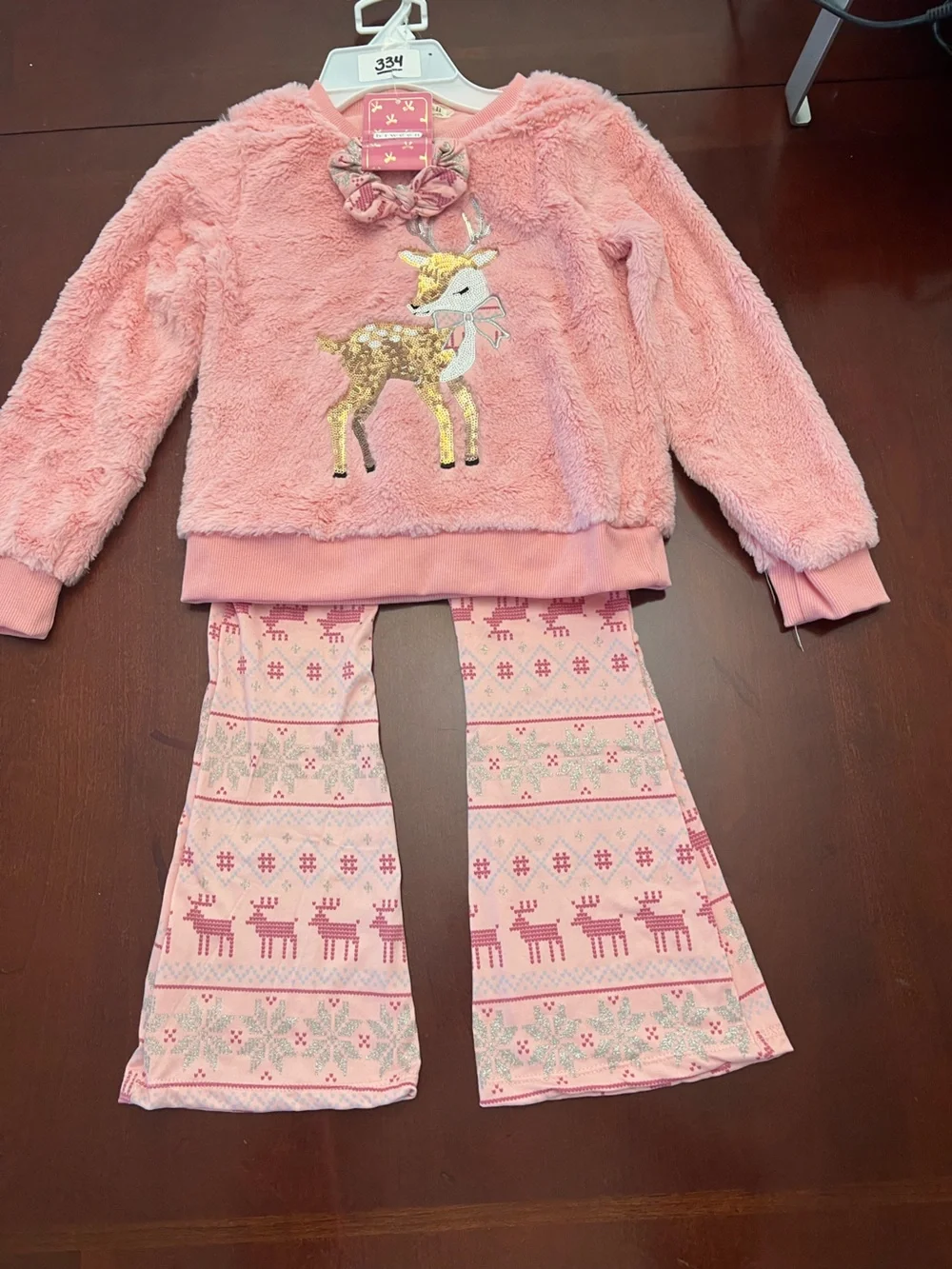 btween Pink Sequin Gingerbread 3-Piece Pajama Set